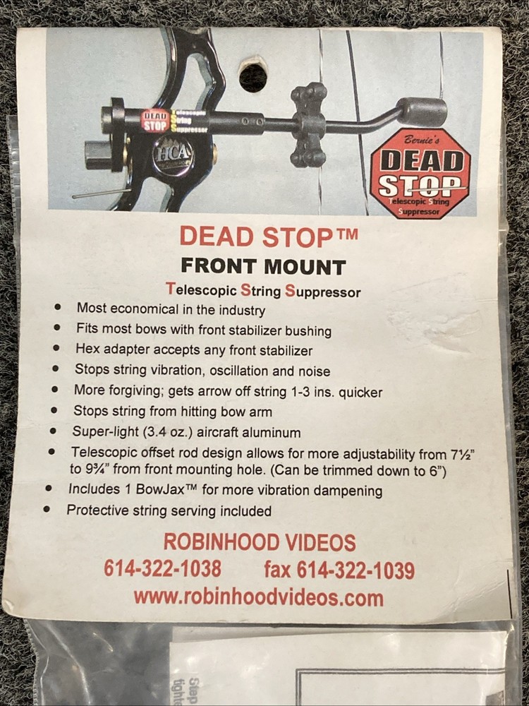 New Genuine Bernie's Dead Stop Front Mount Telescopic String Suppressor