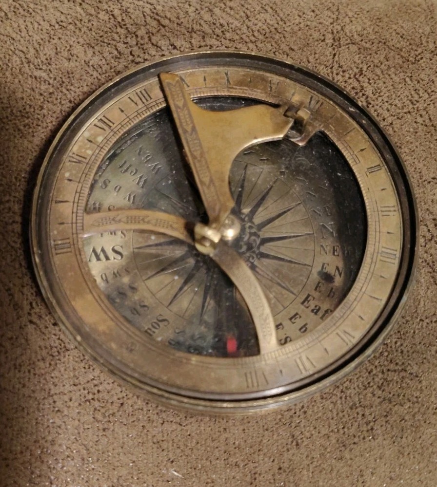 Solid Brass Captain's Sundial Compass  Nautical Handmade Home Décor Compass