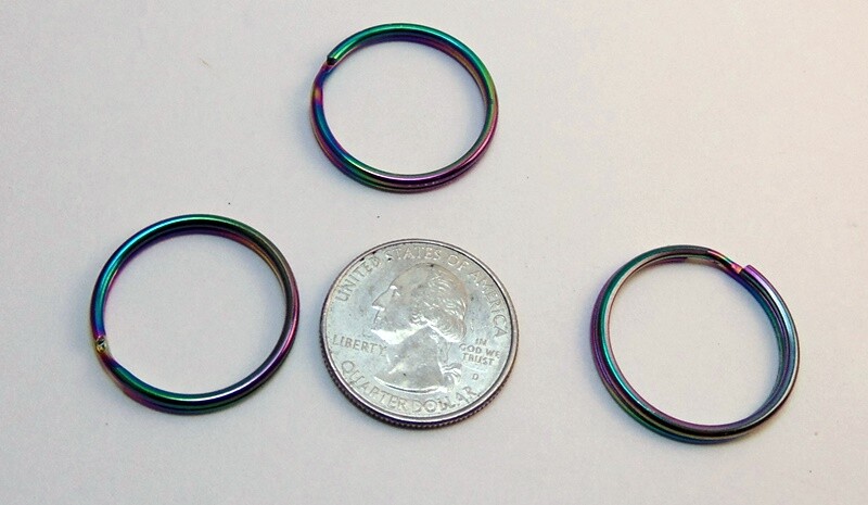 Iridescent Split Key Rings 25mm 1" diameter Shimmery Rainbow Color Chroma