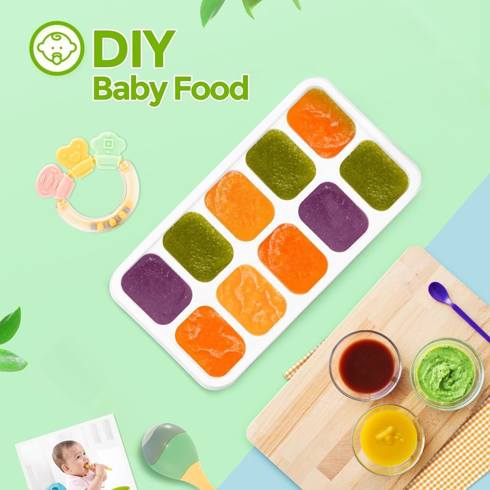 Versatile Stackable Ice Cube Tray Set with Spill-Proof Lids - 4 Silicone Trays