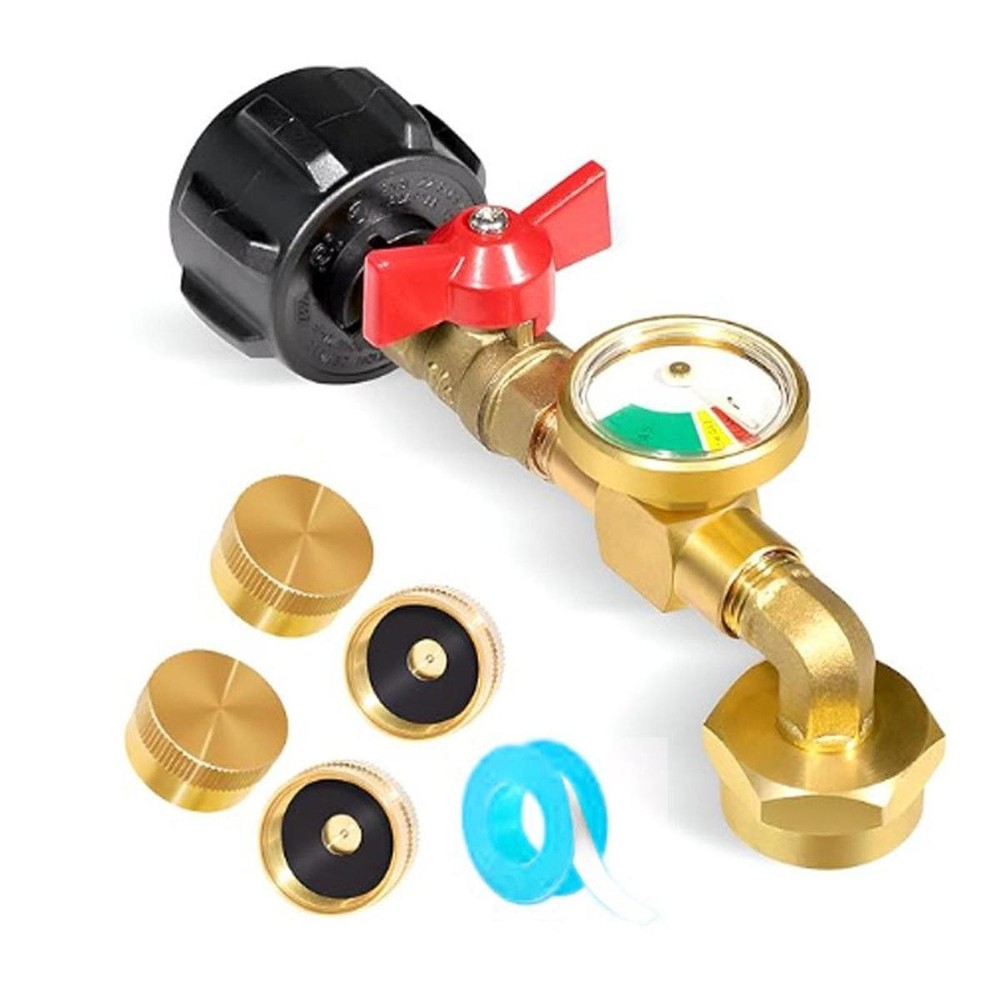 Propane Refill Adapter Quick Refill with Three Colors Gauge