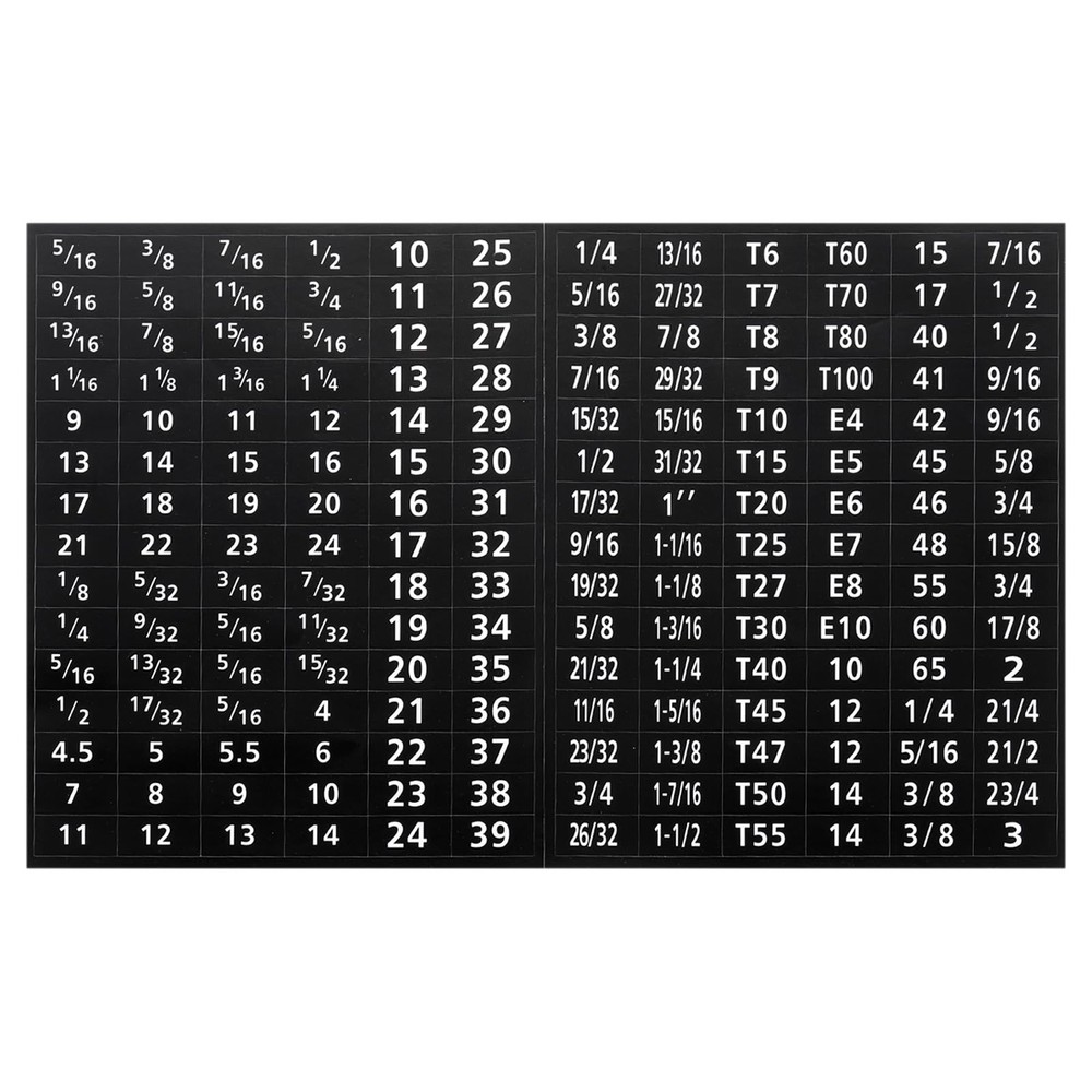 PATIKIL Tool Box Labels, 4 Set 180 Toolbox Decals Wrench Socket Size Black