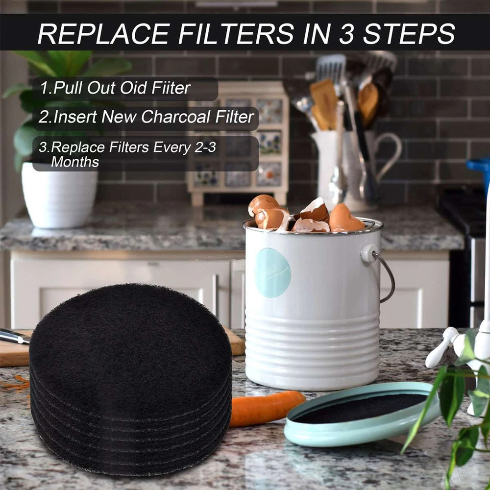 6.7 Inch Compost Bin Replacement Filter Set 6 Pack for Regular Compost Use