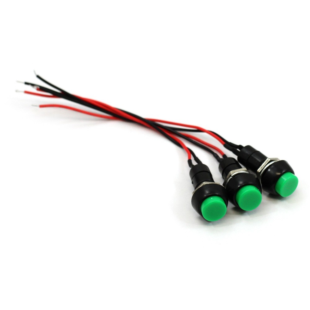 12mm 12V 5Amp Mount Push Button Lockless Momentary ON/OFF Wired Cabled Switch