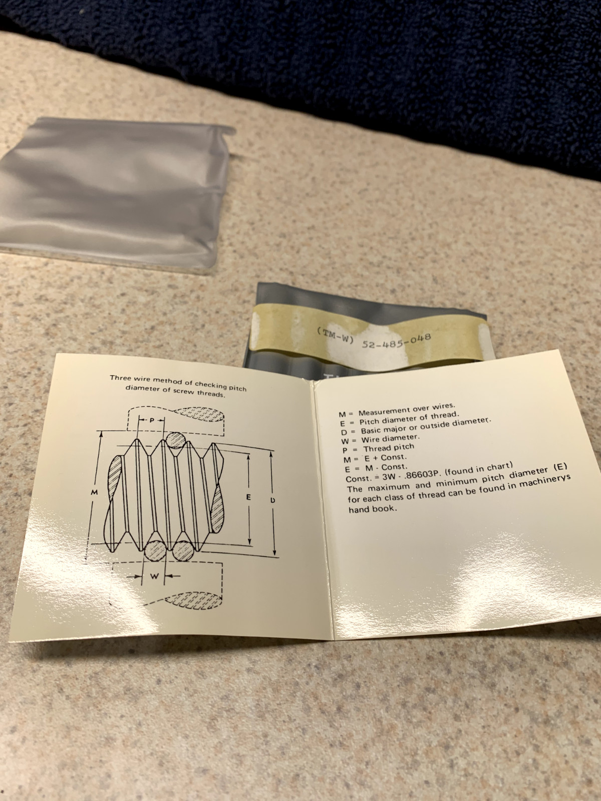Machinist Tools: Thread Measuring Wires (TMW) 52-485-048 (NOS) Fowler?