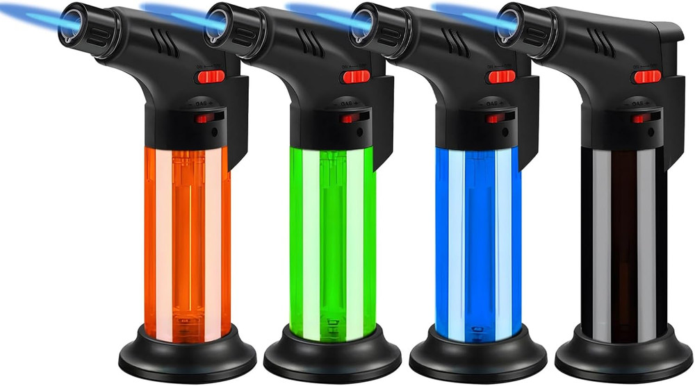 4 Pack Butane Torch Lighter Set,Candle Lighter Refillable, Jet Flame,Windproof,