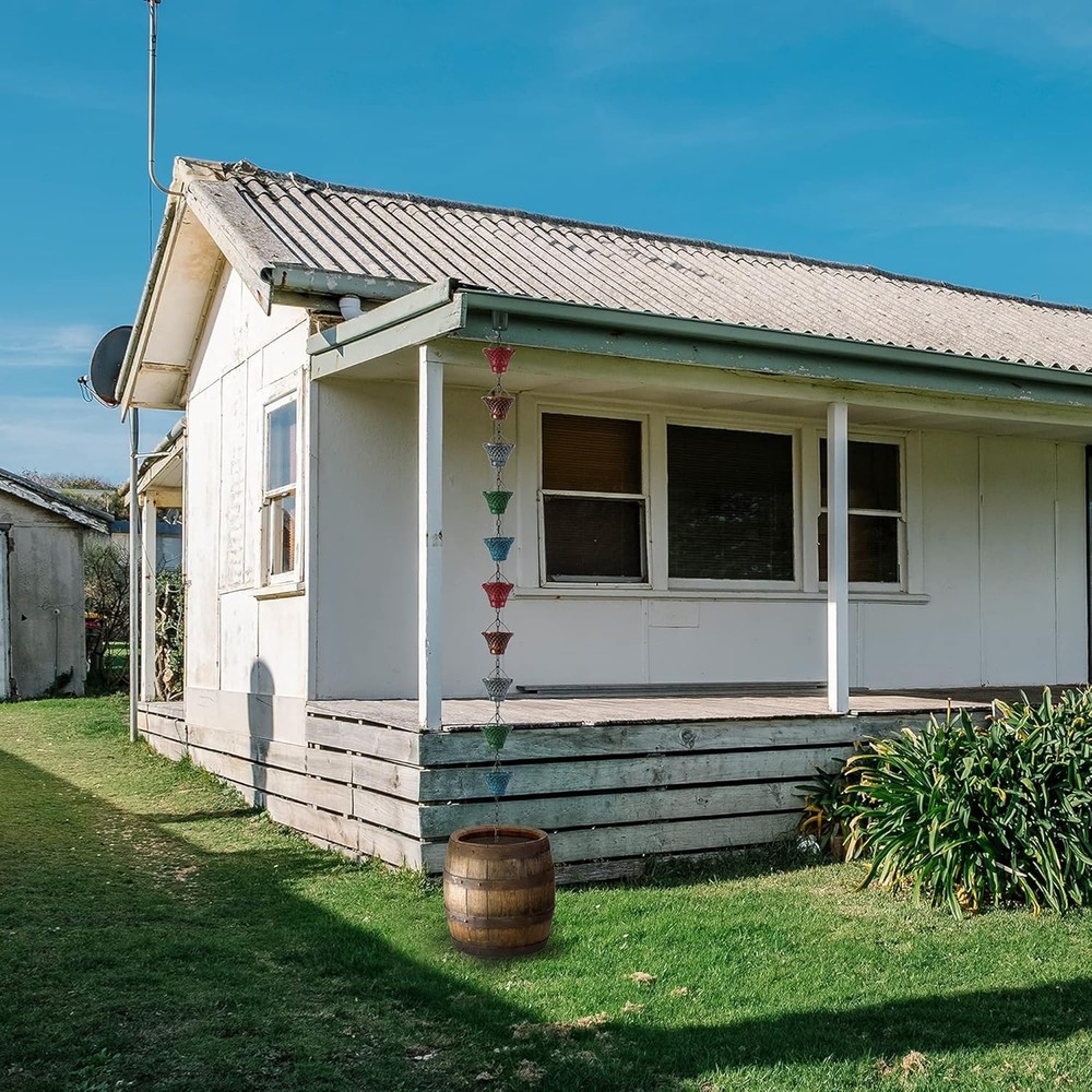 5.8FT Multicolor Iron Rain Chains Gutter & Rain Barrel Rust-Resistant Plated