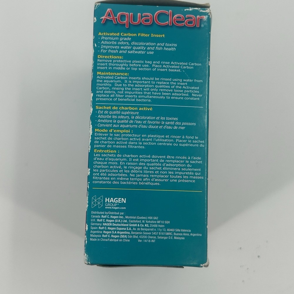 Aquarium Activated Carbon Filter Inserts Size 50 3 count AquaClear Fast Shipping