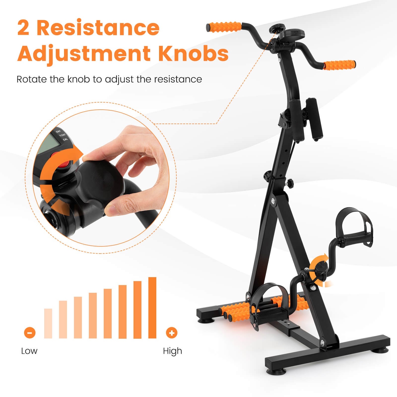 Adjustable LCD Pedal Exercise Bike W/Massage Total Body Fitness Rehab Equipment