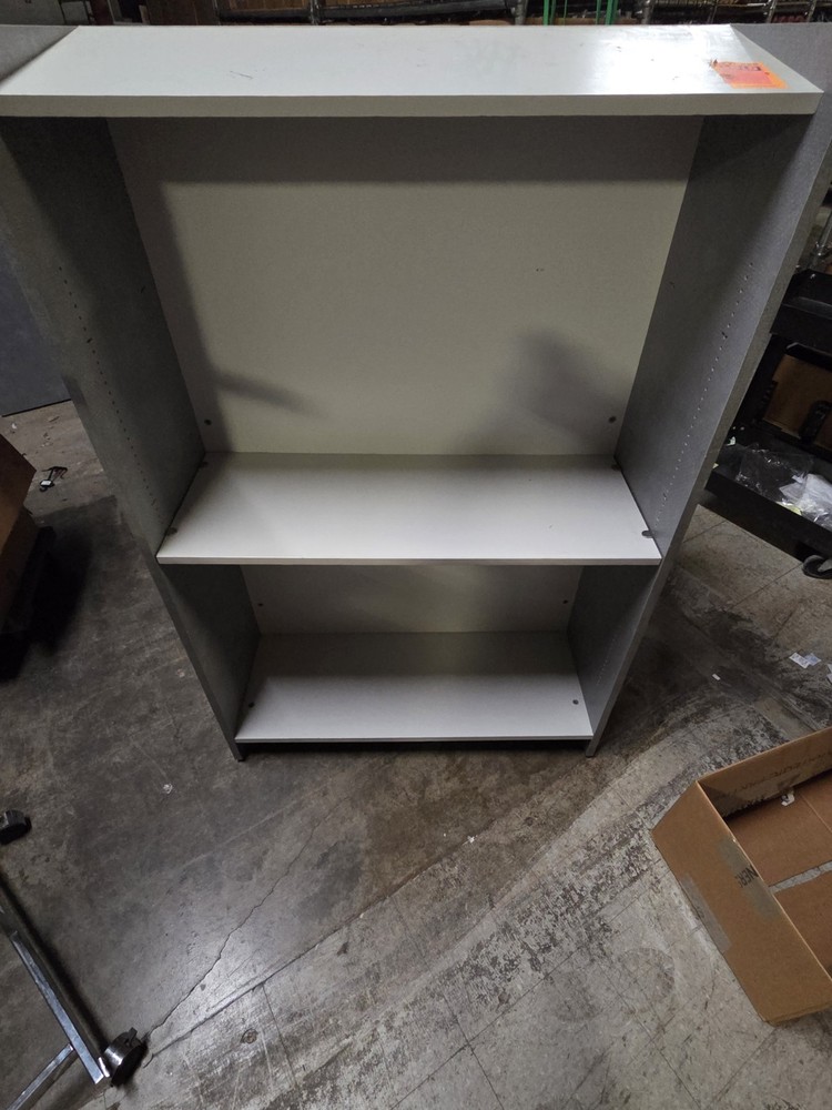 Rolling Gray 2-sided Display Rack With Adjustable Shelves