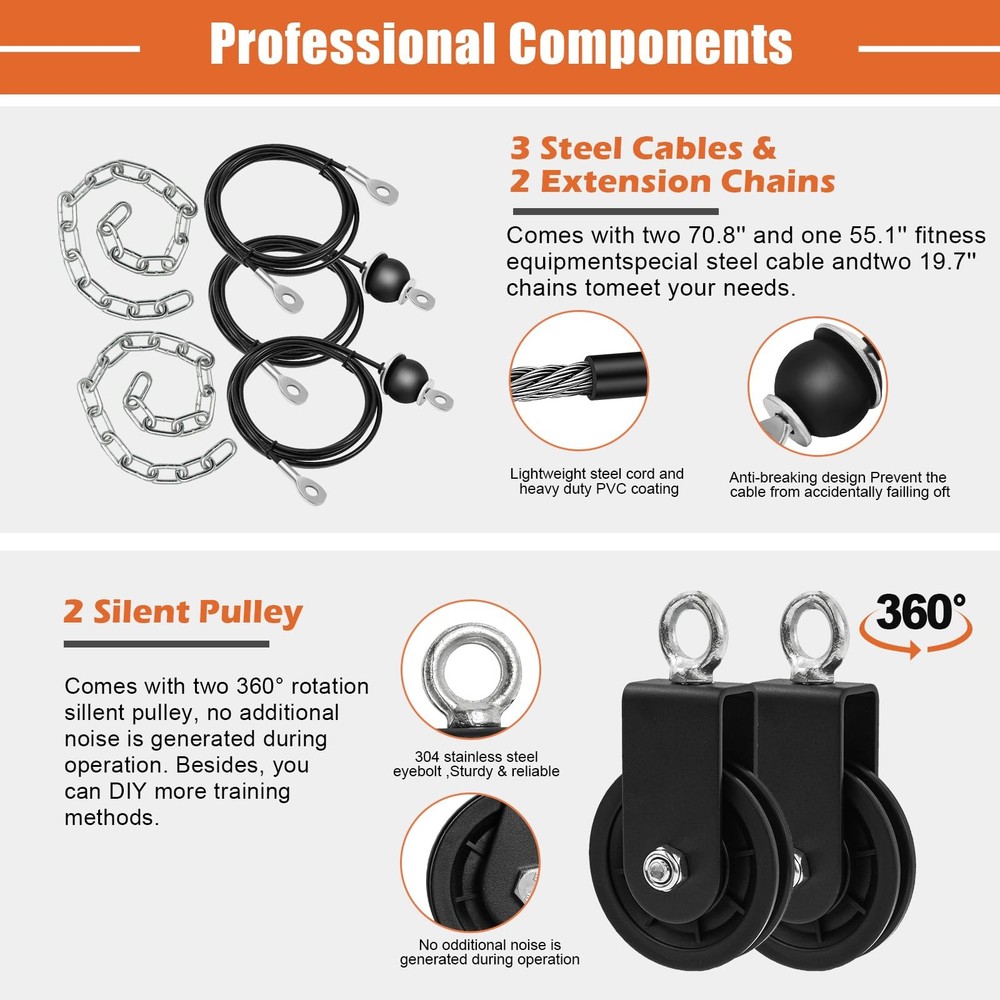 Cable Pulley System Gym, Tricep Workout Pulley System for LAT Pulldown, Bicep...