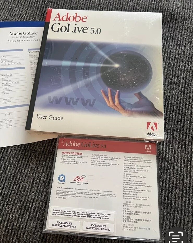 Adobe GoLive 5.0 Disk And Textbook Sealed