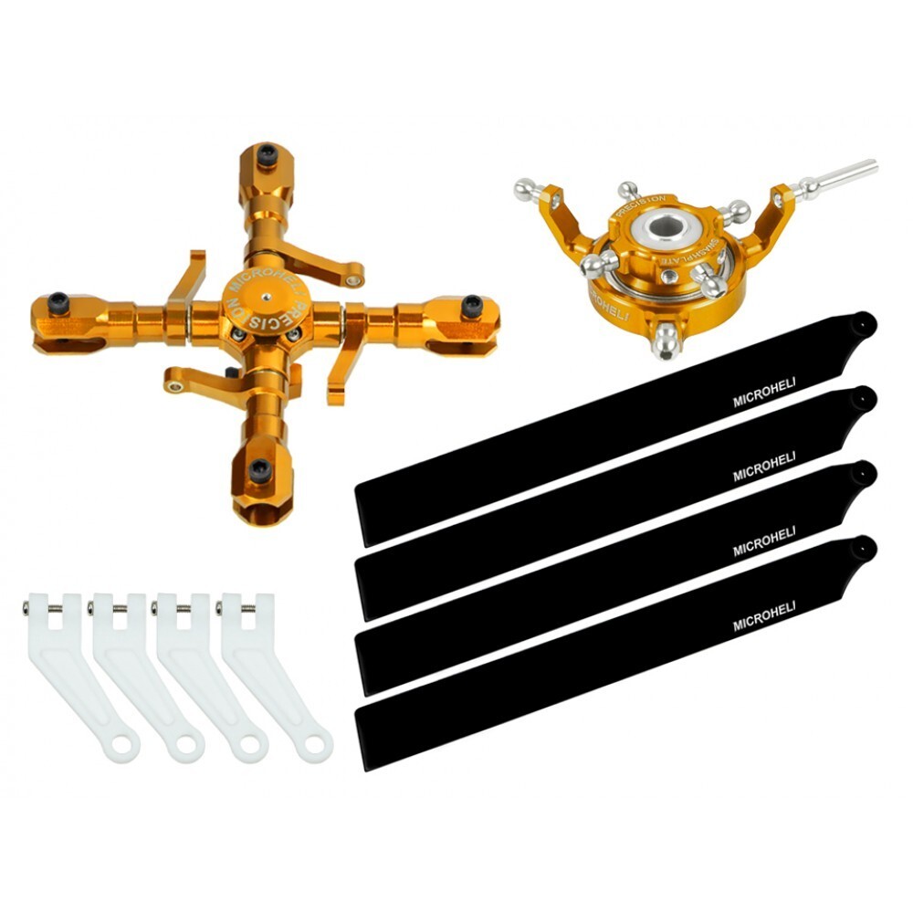 Microheli CNC Quad Carbon Plastic Blades Conversion Set(GOLD)-BLADE INFUSION 180