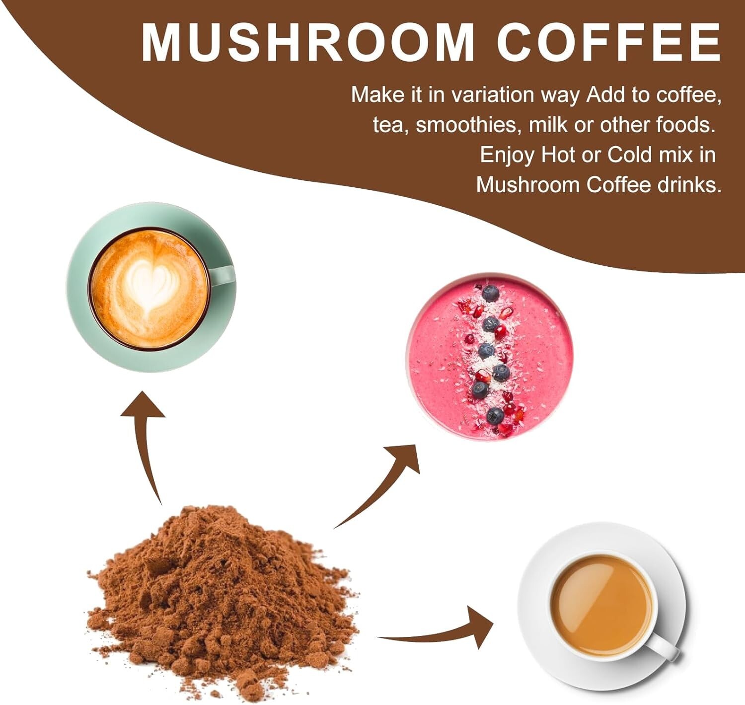 227g Mushroom Instant Coffee 57 Servings 12 Mushroom Superfood Blend Complex