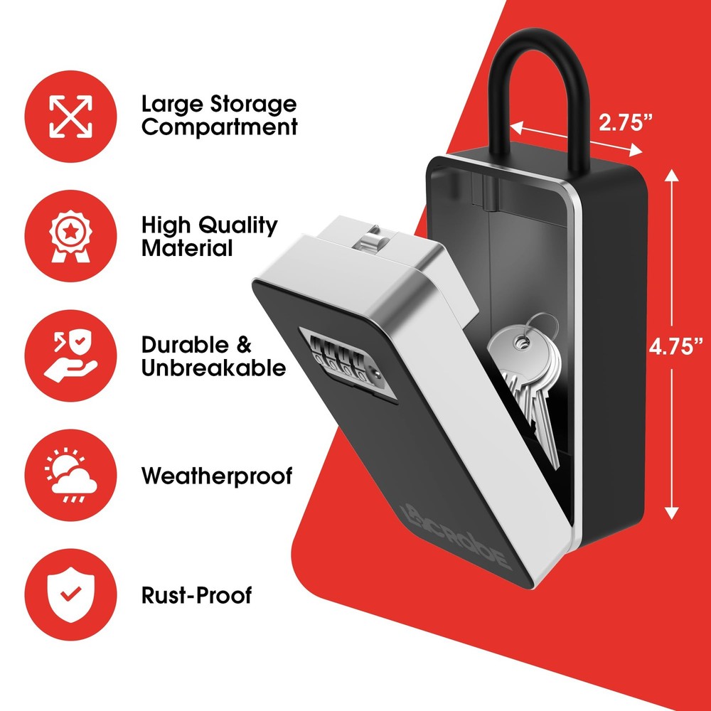 Key Lock Box, Secure lock box for keys with code for Indoor and Outdoor Use, ...