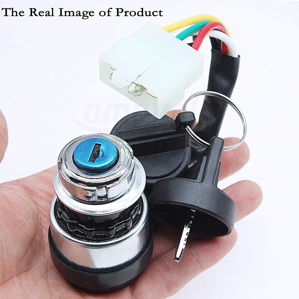 Amavoler 5 Wire 5 Pin Ignition Key Switch Replacement Fit for 50cc 70cc 90cc ...