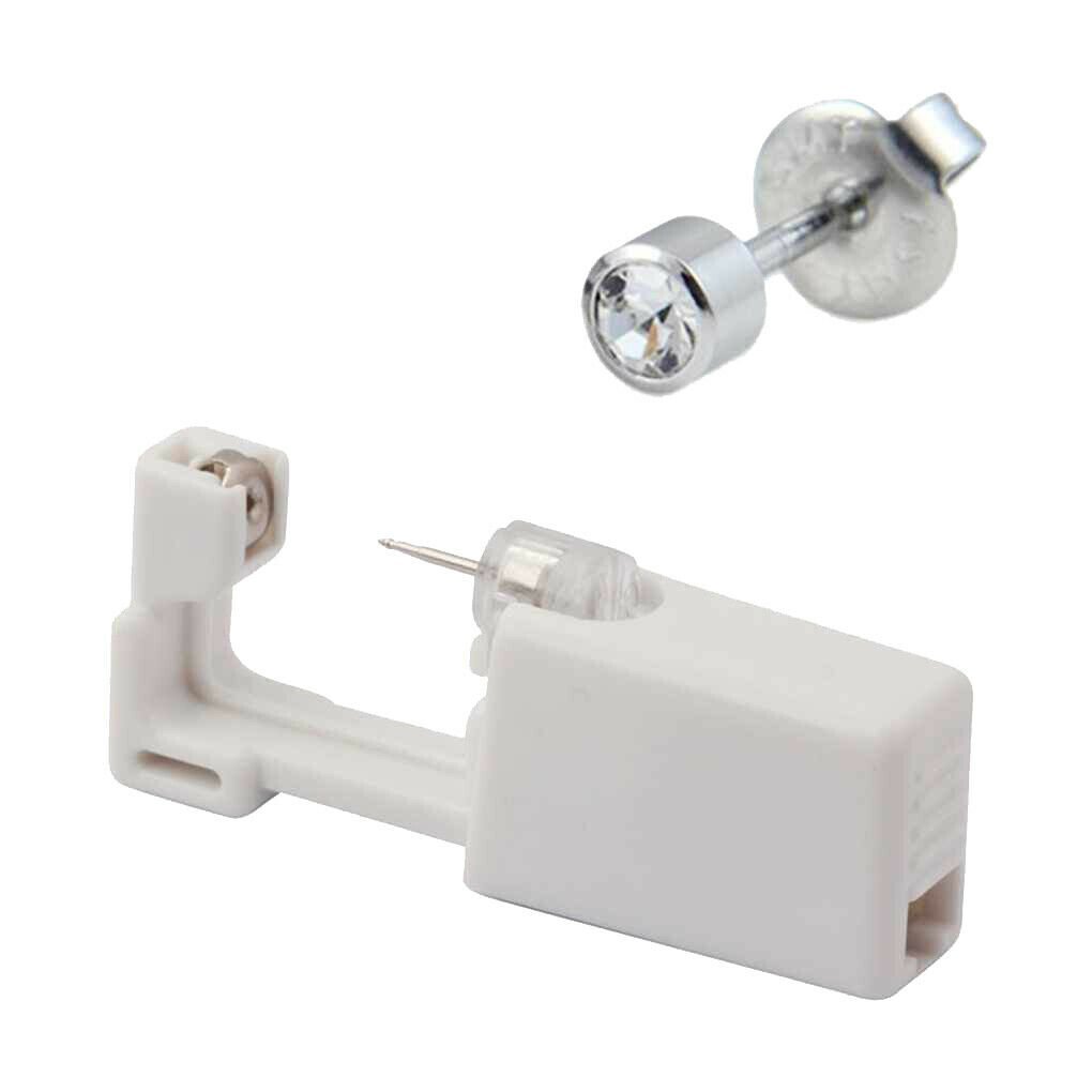 6× Ear Piercing Disposable Kit Silver Stud Earring Gun DIY Home Self Ear Sets US