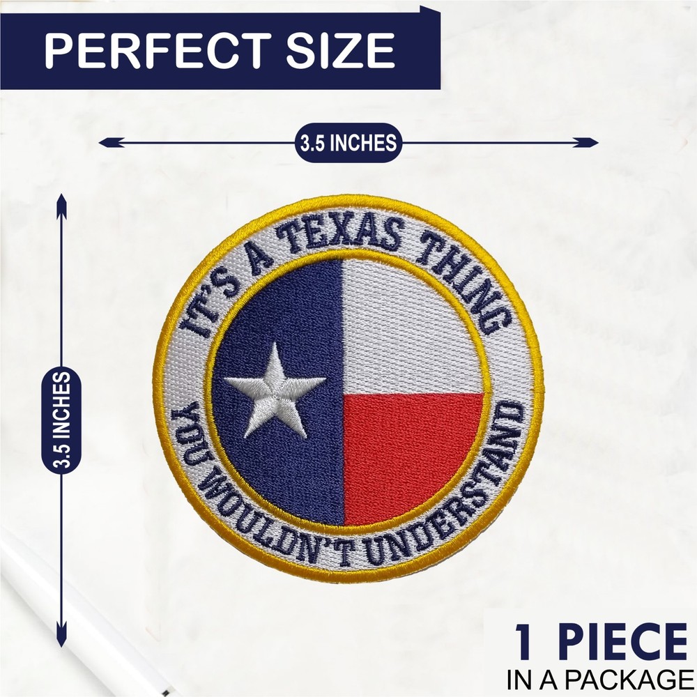 Texas State Flag with Quote Iron On Patch - Sew Patch - Embroidered Patch
