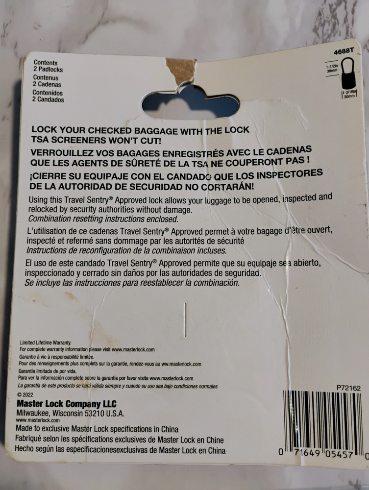 Master Lock 4688T Padlock Set, Red- 2 Pack TSA Accepted - Can Set & Reset