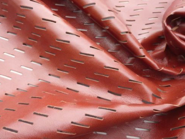 lambskin leather hide Brandy Brown Perforated Slots Pattern butter soft smooth