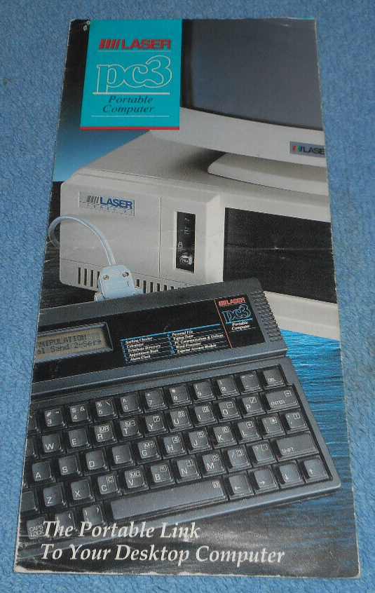 1989 Laser PC3 Portable Computer Advertising Fold-Out Brochure Specifications
