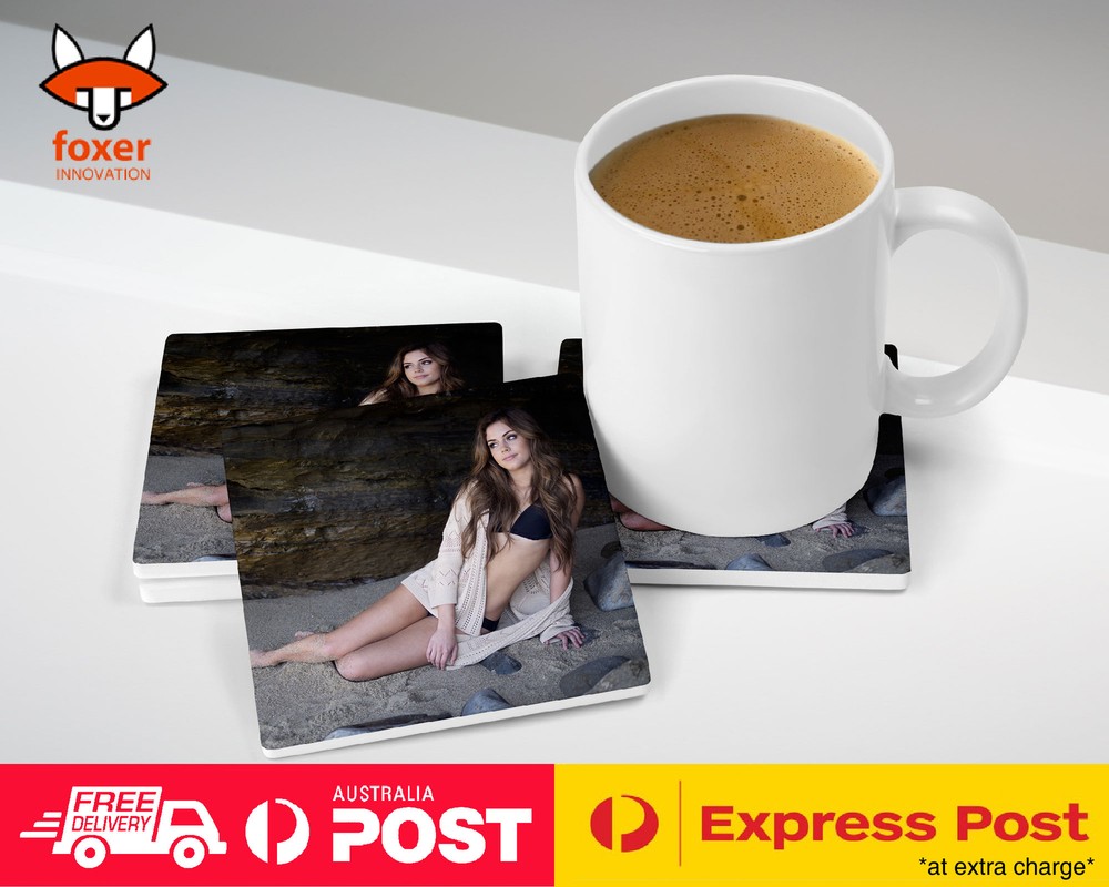 COASTER COFFEE DRINKING MAT|SEXY BRUNETTE IN WHITE DRESS