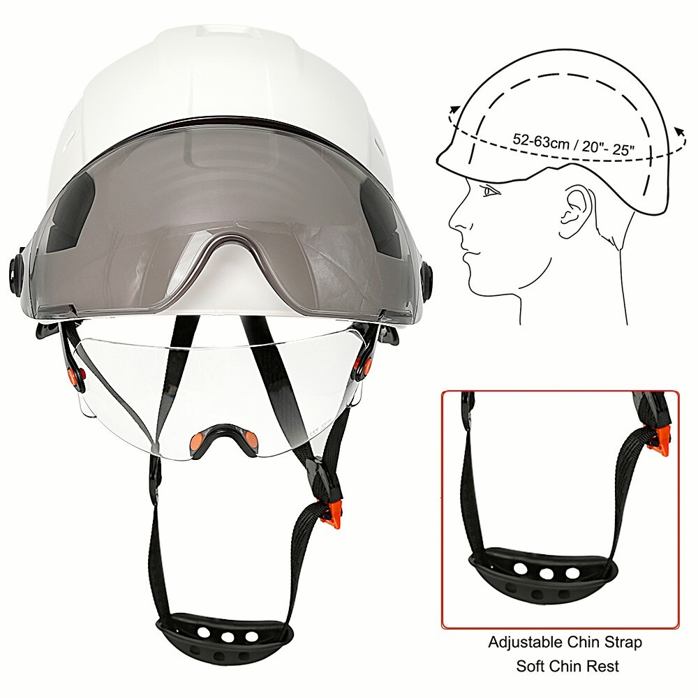 Construction Safety Helmet With Visor Built In Goggles Hard Hat ANSI Work Cap