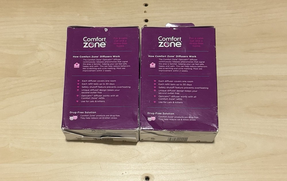 New 2-Pack Comfort Zone Cat Calming Kit 2x Diffuser/ 2 Refill 48 mL Each Bottle
