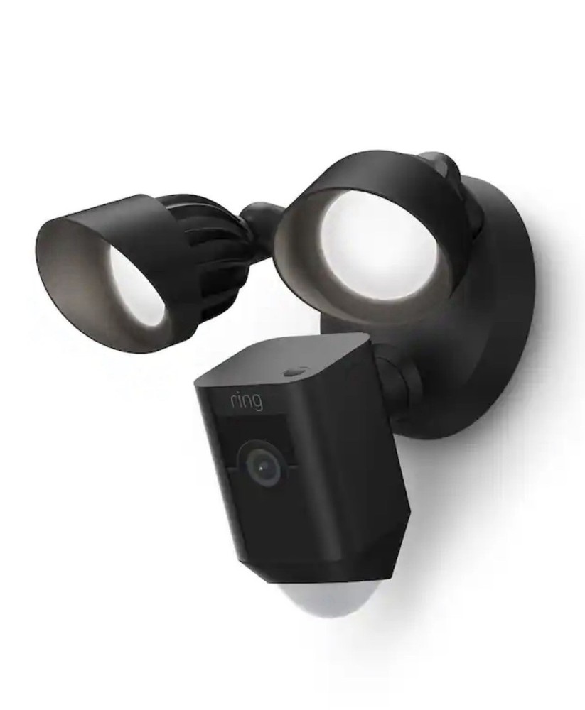 Ring Floodlight Cam Wired Plus Black Outdoor Wired Motion Detection Camera