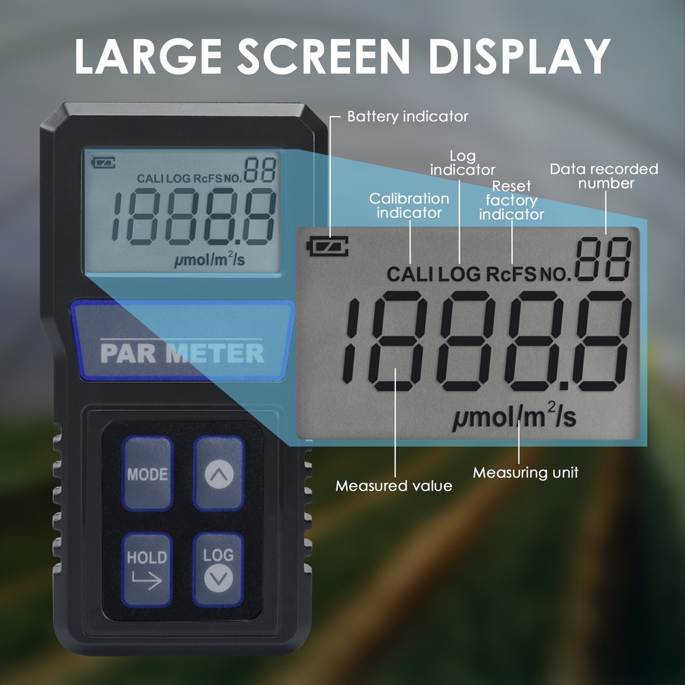 PAR Meter Waterproof IP68 Quantum Sensor PPFD Meter Data Logger for Reef Tank