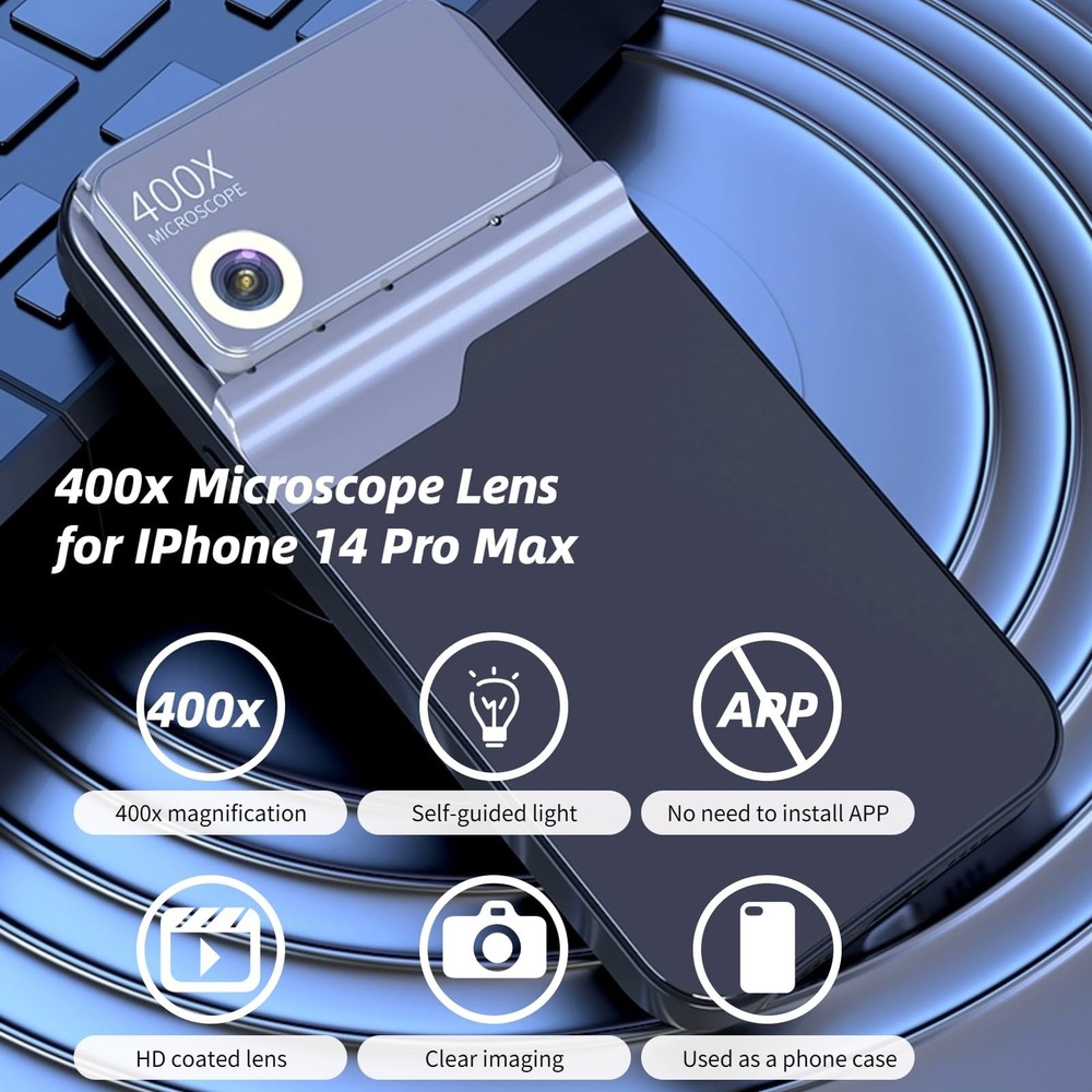 DAUERHAFT 400x Microscope Lens, Quick Focus Simple Phone Microscope Lens Chut...