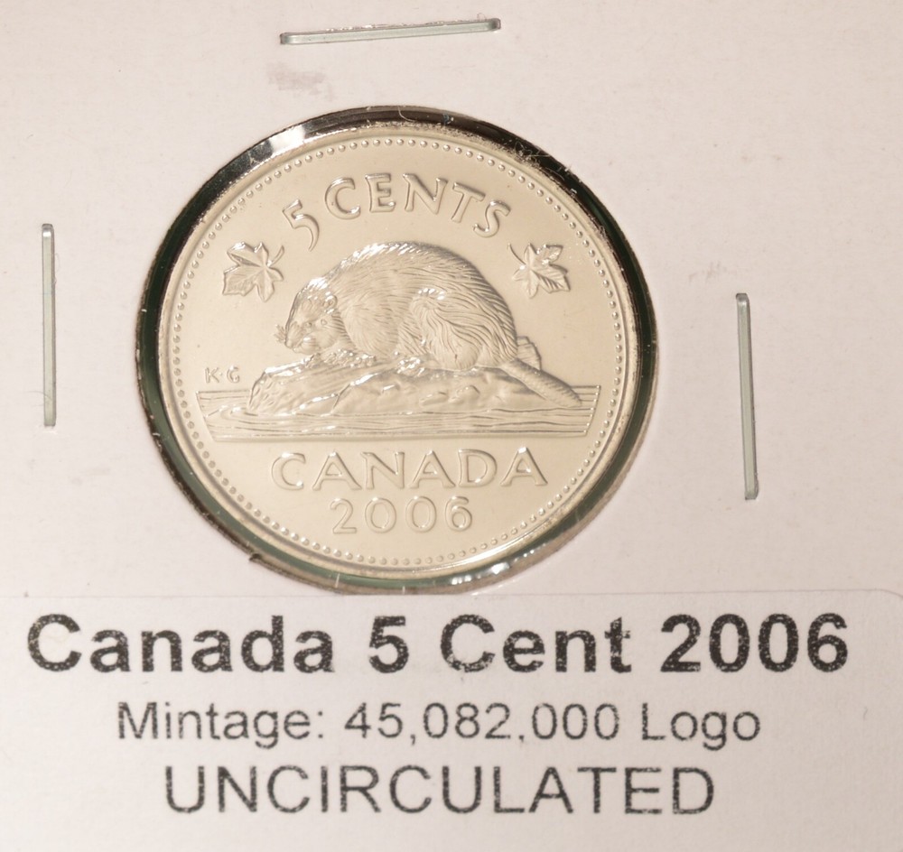 2006 Canada 5 Cent - (Logo) - UNCIRCULATED from Mint Roll 🇨🇦