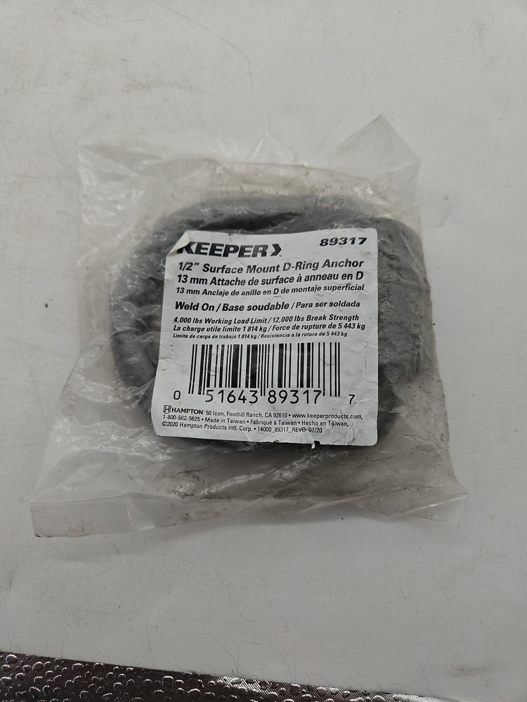 Keeper - 89317 - 1/2" Surface Mount D-Ring Anchor