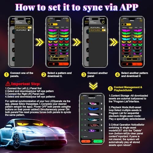 Multi-Panel Sync Car Eyes Display 64x20 LED Sign (14"x4.3") | USB 5V 14in*4.3in