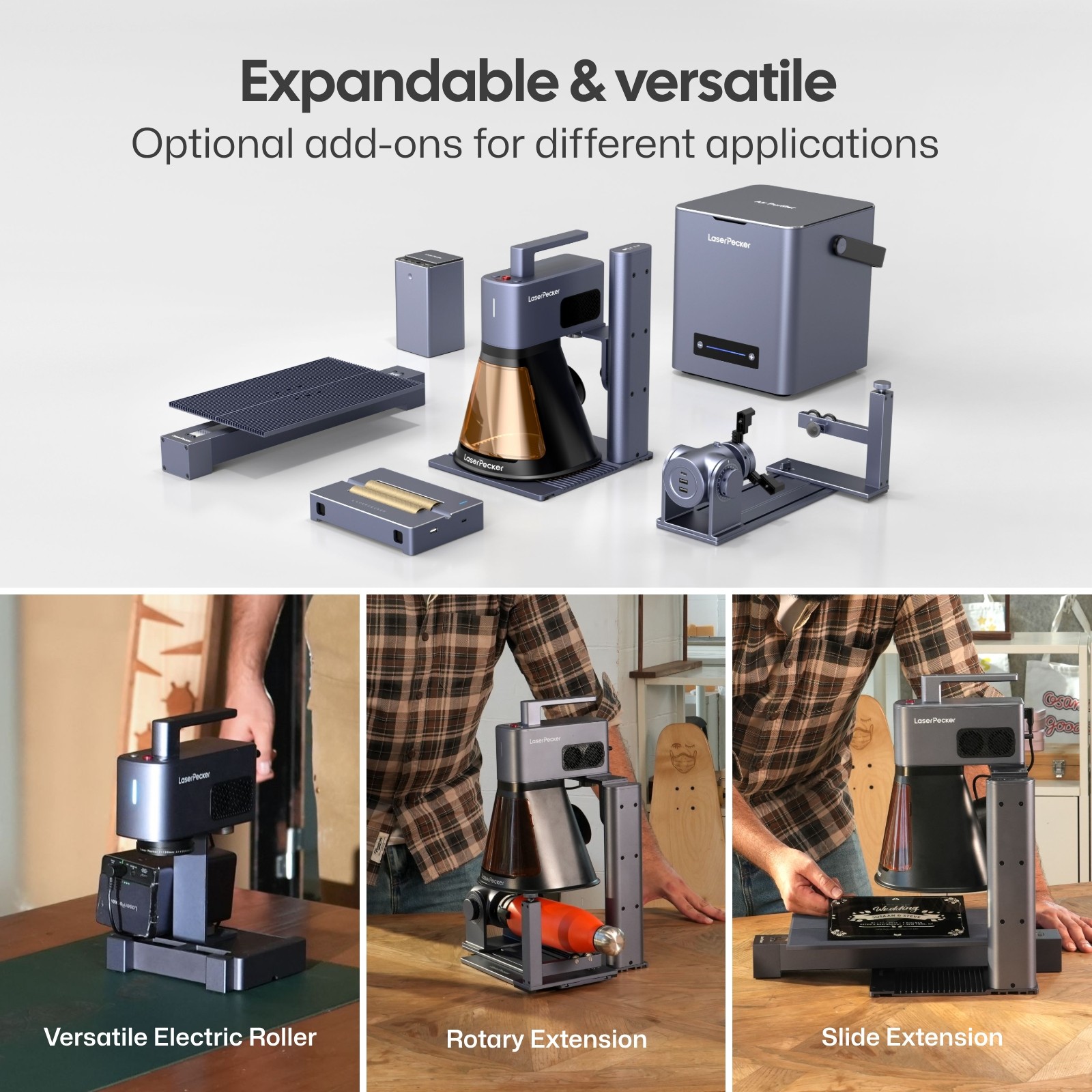 LaserPecker LP2 Plus 10W Diode Laser Engraver Cutter & Rotary Cylinder Engraving