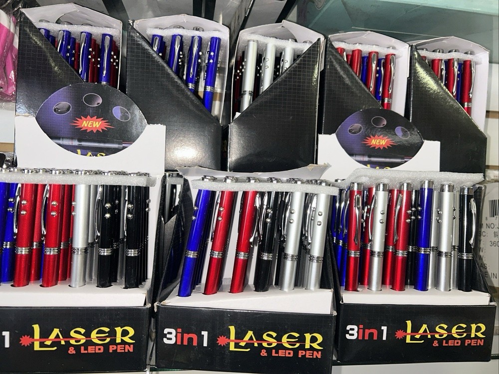 60pcs Laser Pointer Ballpoint Pens Red Point Visible Beam Lazer Flashlight