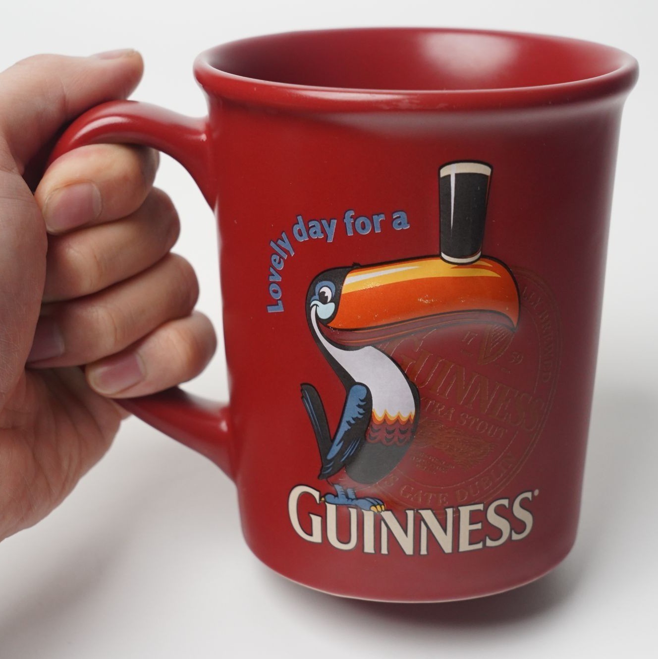 Guinness Toucan Red Ceramic Beer Mug Lovely Day For A Guinness