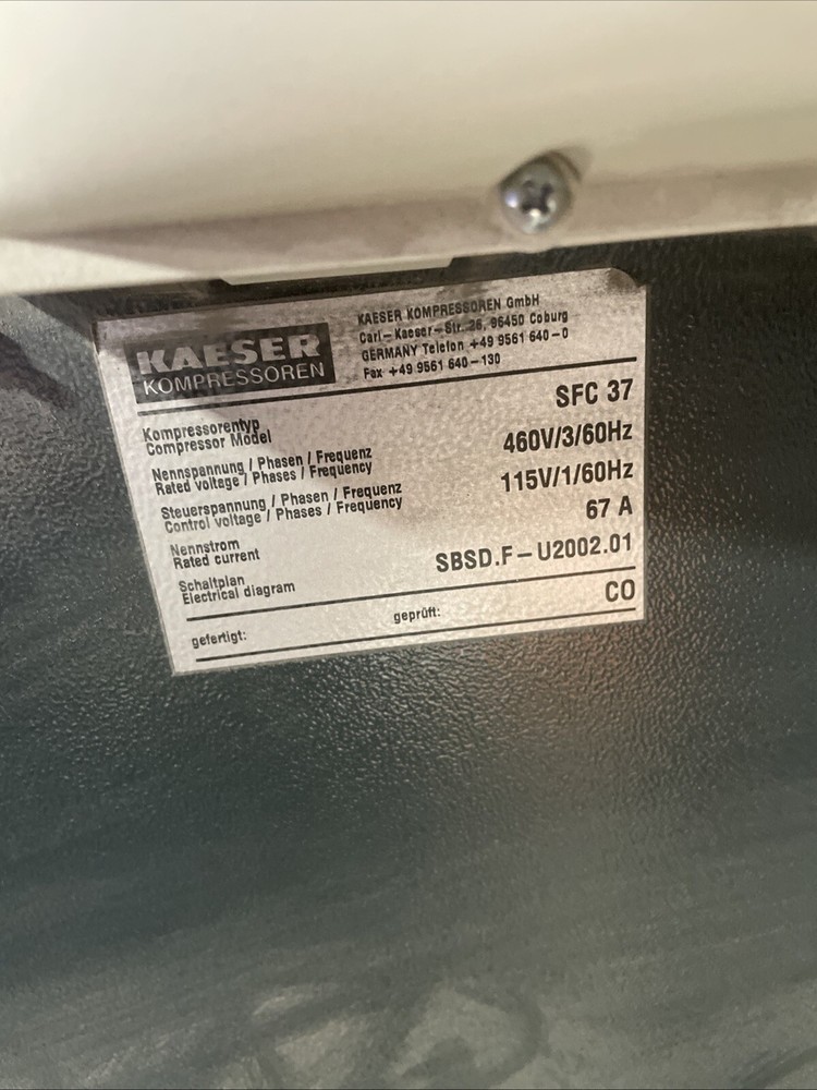 Kaeser Variable Speed Drive SFC37 460 Volt