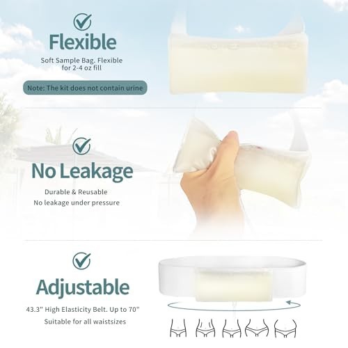 Reusable Urine Test Kit, Adjustable Belt, Temp Indicators, 5 Outlets, Large