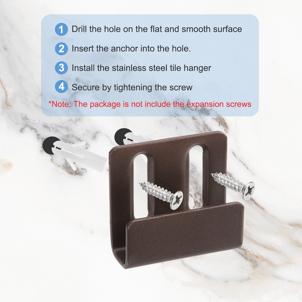 10 Pcs Adjustable Tile Hooks, Black Bronze, Width 10mm (3/8")