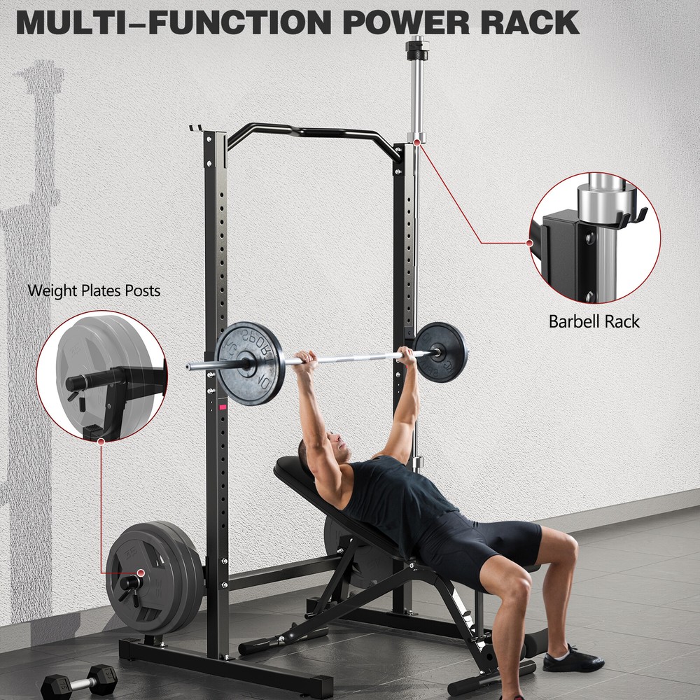 Olympic Weight Bench Pres with Squat Rack Adjustable Workout Bench with Rack