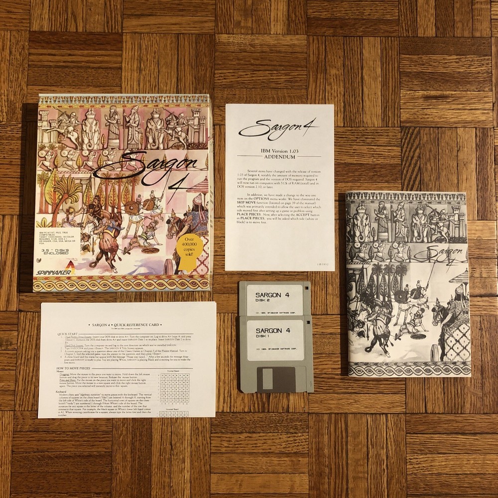 SARGON 4 Vintage Computer Chess PC Game 3.5" Spinnaker 1989 COMPLETE