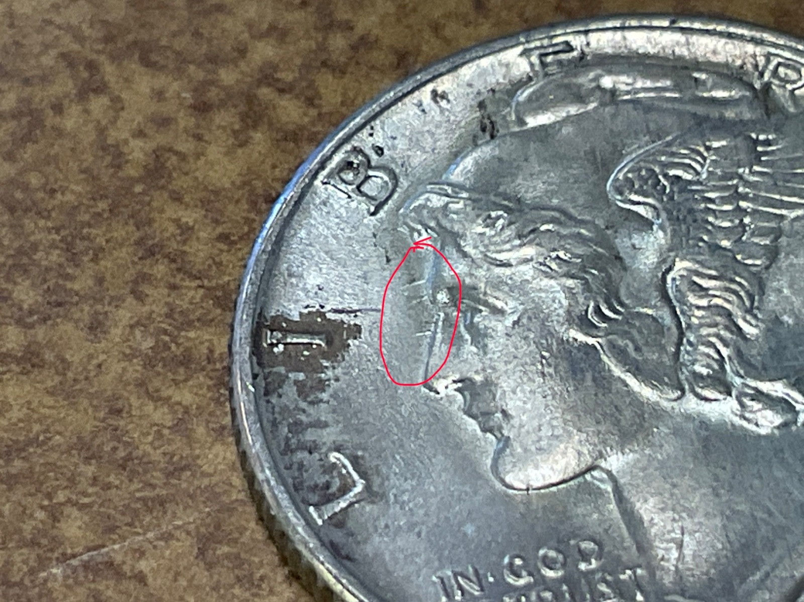 1940-p Mercury Dime - Clash Dies -error, Gem BU++ .