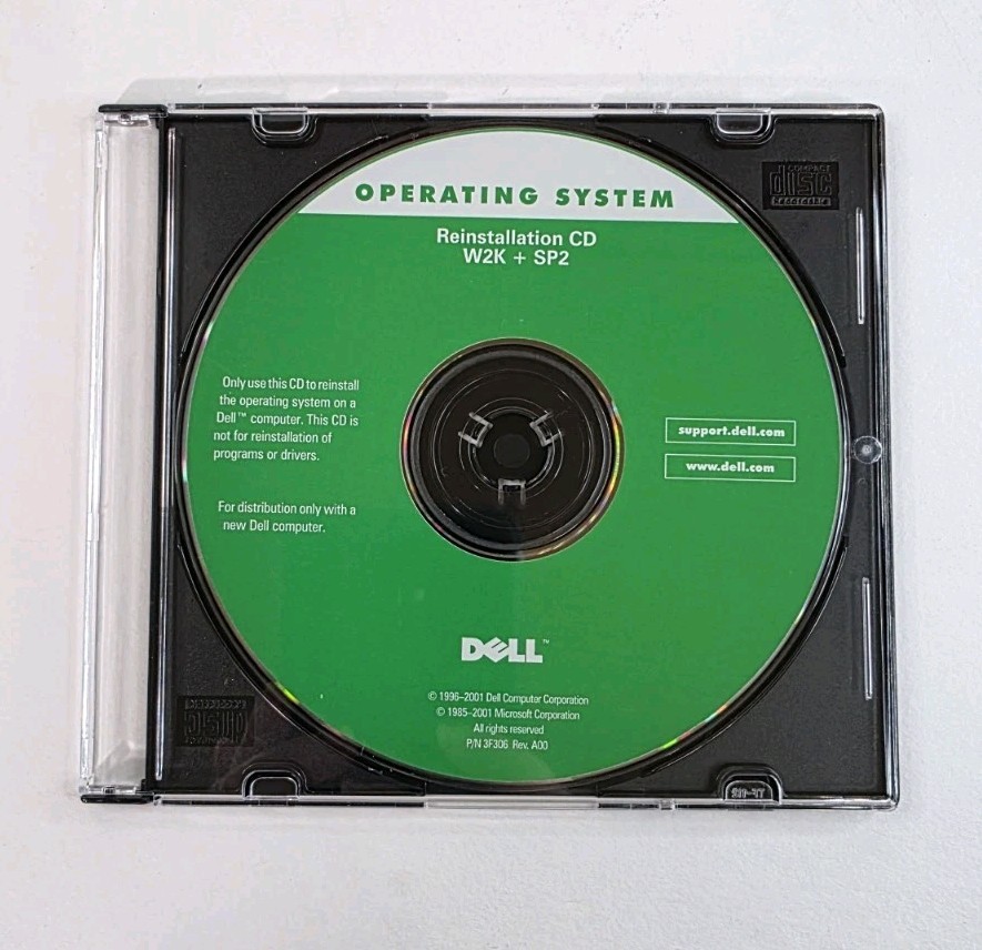 Microsoft Windows 2000 W2K+ Service Pack 2 SP2 DELL Reinstallation CD Disk