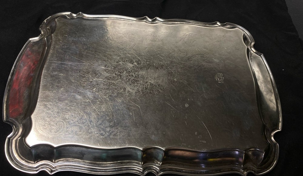 Vintage Oneida Silver Plate Ornate Rectangular Serving Tray Victorian Butler