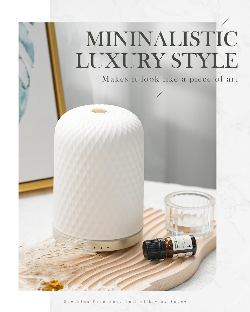Essential Oil Diffuser,110ML Diffusers for Oils Large Room, Ceramic