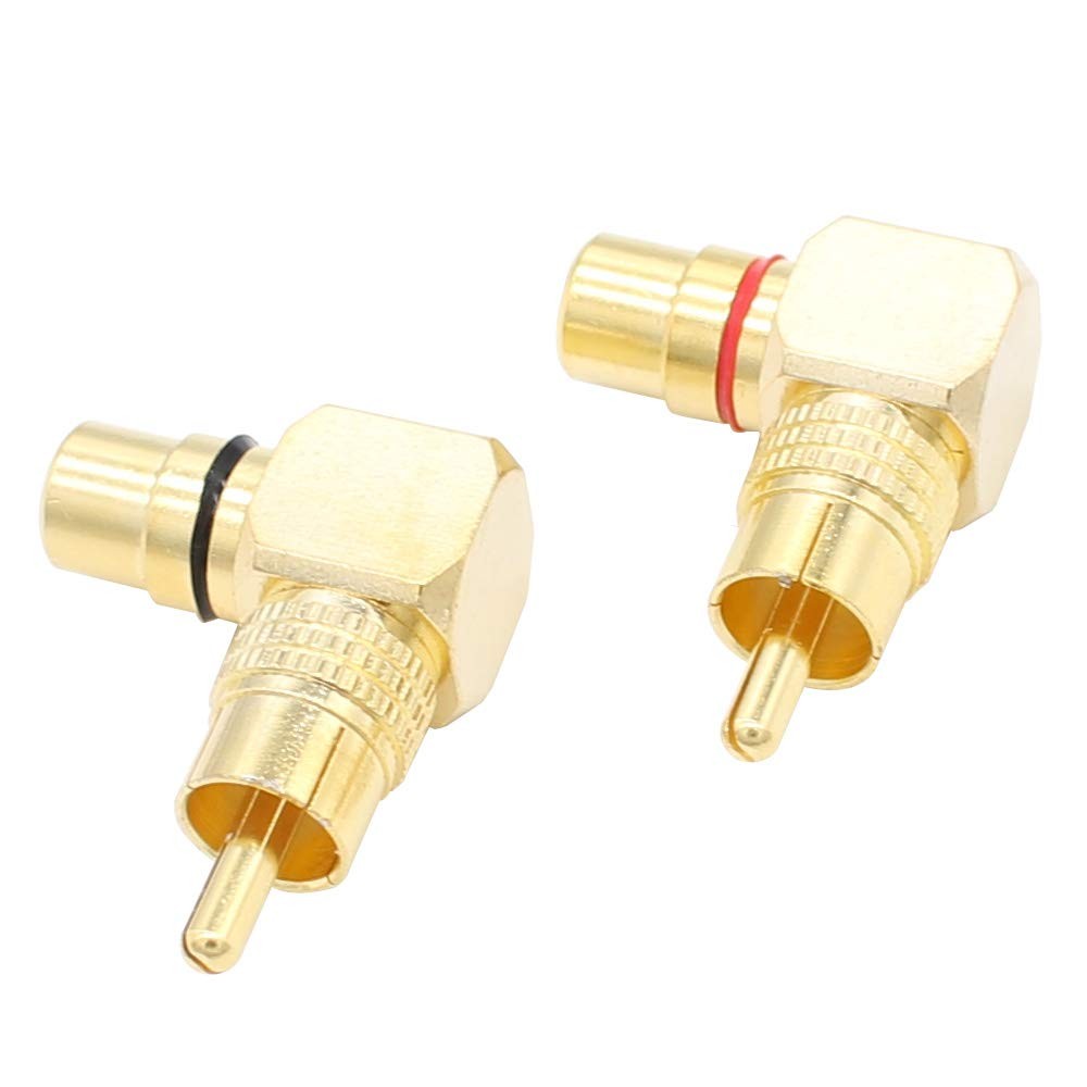 RCA Right Angle Adapter Gold-Plated 2-Pack 90 Degree Plug