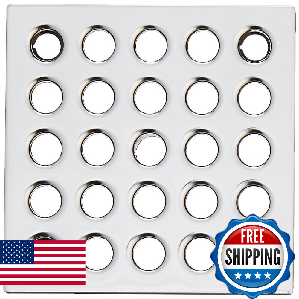 Ebbe E4401 Square Shower Drain Grate, Silver