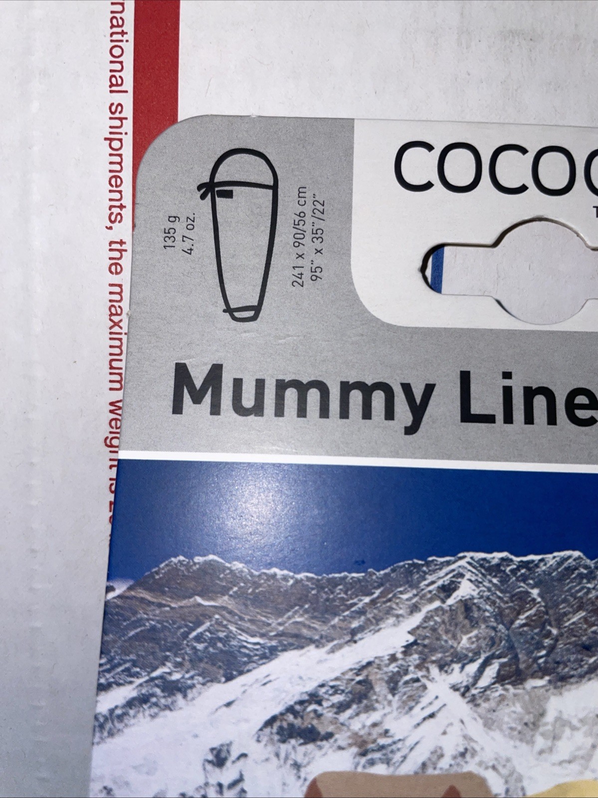 Cocoon 100% Silk Mummy Liner - White 135g 95” x 35”/22” BRAND NEW WITH TAGS