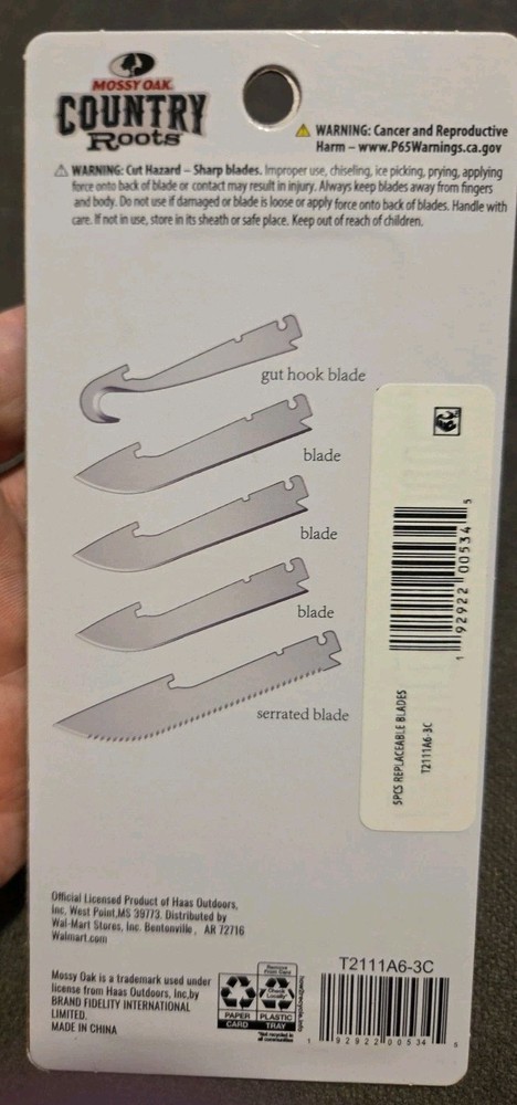 Mossy Oak Country Roots 5pc Replaceable Blades.